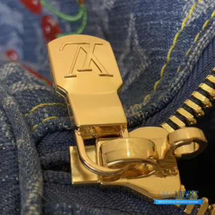LV x Takashi Murakami Keepall Bandoulière 45 (Blue Monogram Cherry Denim)
