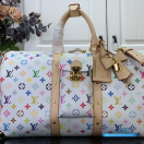 LV x Takashi Murakami Keepall Bandoulière 45 (White Multicolor Monogram Coated Canvas)