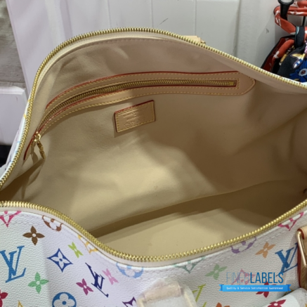 LV x Takashi Murakami Keepall Bandoulière 45 (White Multicolor Monogram Coated Canvas)