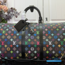 LV x Takashi Murakami Keepall Bandoulière 50 (Black Multicolored Monogram Coated Canvas)