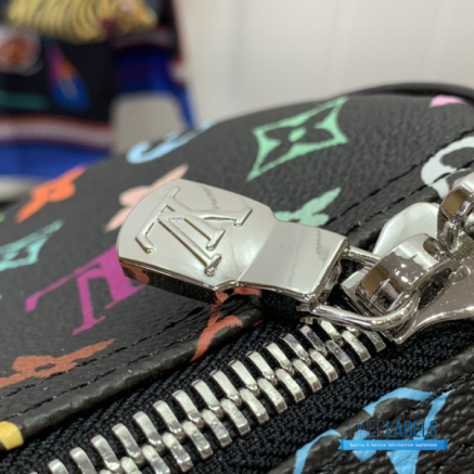 LV x Takashi Murakami Keepall Bandoulière 50 (Black Multicolored Monogram Coated Canvas)