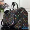 LV x Takashi Murakami Keepall Bandoulière 50 (Black Multicolored Monogram Coated Canvas)