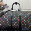 LV x Takashi Murakami Keepall Bandoulière 50 (Black Multicolored Monogram Coated Canvas)