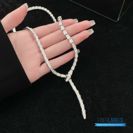 BVLGARI Serpenti Viper Necklace (Silver 18K White Gold & Full Pavé Diamonds)