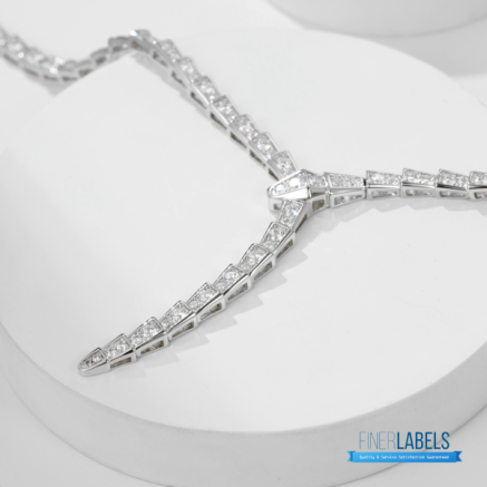BVLGARI Serpenti Viper Necklace (Silver 18K White Gold & Full Pavé Diamonds)
