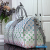 LV Keepall Bandoulière 50 (Multicolor Iridescent Monogram Canvas with Gray Leather)