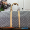 LV Monogram Denim Studded Keepall Bandoulière 45 (Cloudy Grey Monogram Denim)