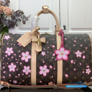 LV x Takashi Murakami Keepall Bandoulière 45 (Sakura Brown Monogram Coated Canvas)