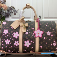 LV x Takashi Murakami Keepall Bandoulière 45 (Sakura Brown Monogram Coated Canvas)