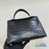 Hermès Mini Kelly II 20 Sellier (Noir Black Matte Mississippiensis Alligator Leather)