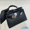 Hermès Mini Kelly II 20 Sellier (Noir Black Matte Mississippiensis Alligator Leather)