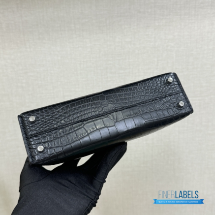 Hermès Mini Kelly II 20 Sellier (Noir Black Matte Mississippiensis Alligator Leather)