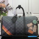 LV Keepall Bandoulière 45 (Monogram Eclipse Coated Canvas / Black & Charcoal)