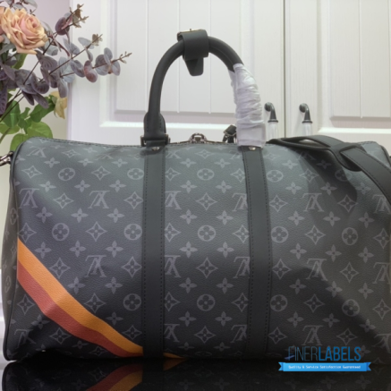 LV Keepall Bandoulière 45 (Monogram Eclipse Coated Canvas / Black & Charcoal)
