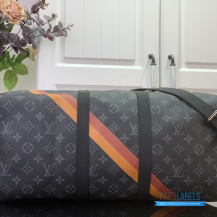 LV Keepall Bandoulière 45 (Monogram Eclipse Coated Canvas / Black & Charcoal)