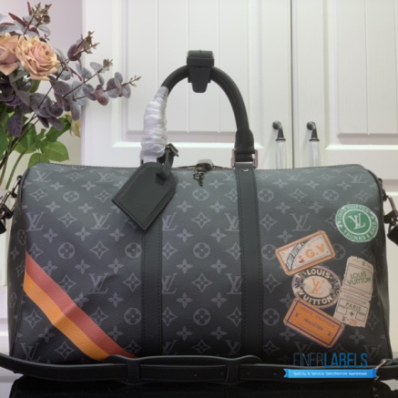LV Keepall Bandoulière 45 (Monogram Eclipse Coated Canvas / Black & Charcoal)