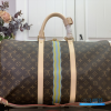 LV Keepall Bandoulière 45 (Brown Monogram Coated Canvas with Custom Stripes)