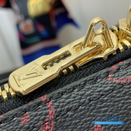 LV Keepall Bandoulière 45 (Black and Red Monogram Tomette Coated Canvas)