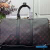 LV Keepall Bandoulière 45 (Black and Red Monogram Tomette Coated Canvas)