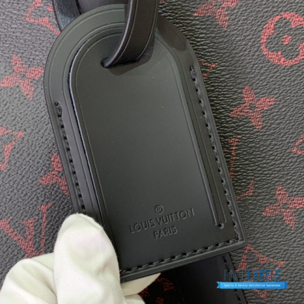 LV Keepall Bandoulière 45 (Black and Red Monogram Tomette Coated Canvas)
