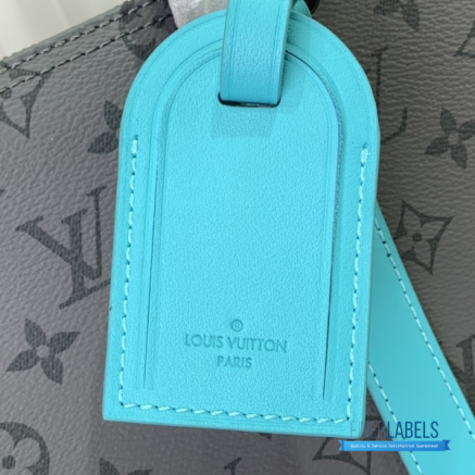 LV Keepall Bandoulière 45 (Monogram Eclipse Reverse Canvas / Turquoise Blue Leather)