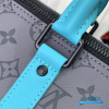 LV Keepall Bandoulière 45 (Monogram Eclipse Reverse Canvas / Turquoise Blue Leather)