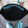 LV Keepall Bandoulière 45 (Monogram Eclipse Reverse Canvas / Turquoise Blue Leather)