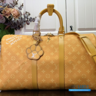 LV Keepall Bandoulière 45 (Safran Yellow Monogram Heritage Coated Canvas)