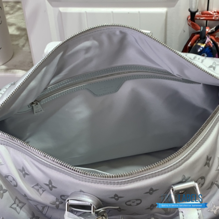 LV Keepall Bandoulière 45 (Frost Gradient Silver Monogram Nylon)