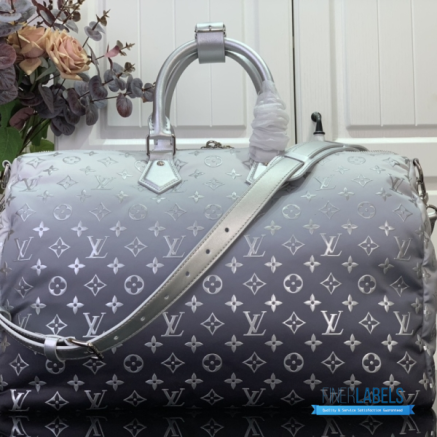 LV Keepall Bandoulière 45 (Frost Gradient Silver Monogram Nylon)