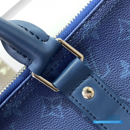 LV Keepall Bandoulière 50 (Blue Monogram Heritage Coated Canvas)