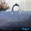 LV Keepall Bandoulière 50 (Blue Monogram Heritage Coated Canvas)