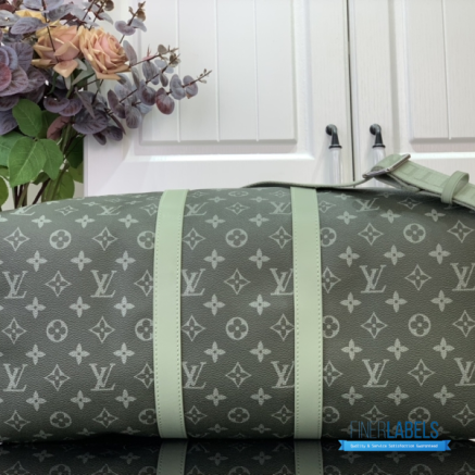 LV Keepall Bandoulière 45 (Khaki Sage Green Gradient Monogram Coated Canvas)