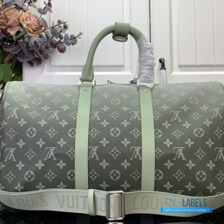 LV Keepall Bandoulière 45 (Khaki Sage Green Gradient Monogram Coated Canvas)