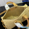 LV Keepall Bandoulière 25 (Natural Beige Damier Crochet Raffia & Vachetta Leather)