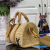 LV Keepall Bandoulière 25 (Natural Beige Damier Crochet Raffia & Vachetta Leather)