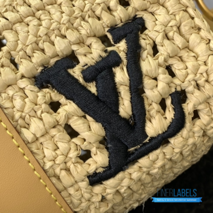 LV Keepall Bandoulière 25 (Natural Beige Damier Crochet Raffia & Vachetta Leather)