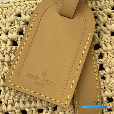 LV Keepall Bandoulière 25 (Natural Beige Damier Crochet Raffia & Vachetta Leather)