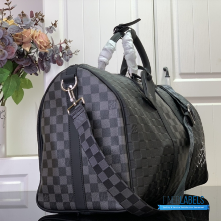 LV Keepall Bandoulière 50 (Damier Graphite Black/Gray Coated Canvas)