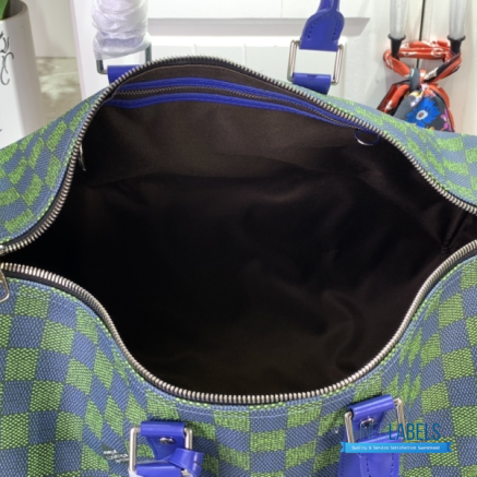 LV Keepall Bandoulière 50 (Damier Heritage Blue Green Coated Canvas)