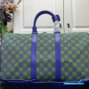 LV Keepall Bandoulière 50 (Damier Heritage Blue Green Coated Canvas)