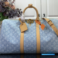 LV Keepall Bandoulière 45 (Sky Blue Monogram Denim)