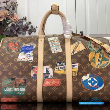 LV Keepall Bandoulière 50 (Brown Monogram Coated Canvas with Vachetta Leather Trim)