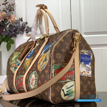 LV Keepall Bandoulière 50 (Brown Monogram Coated Canvas with Vachetta Leather Trim)