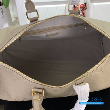 LV Keepall Bandoulière 45 (Khaki Green/Vermillion Red Monogram Canvas)