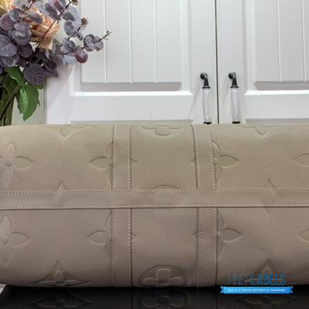 LV Keepall Bandoulière 45 (Khaki Green/Vermillion Red Monogram Canvas)