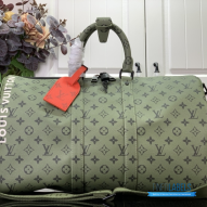 LV Keepall Bandoulière 50 (Khaki Green Monogram Coated Canvas)