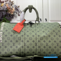 LV Keepall Bandoulière 50 (Khaki Green Monogram Coated Canvas)