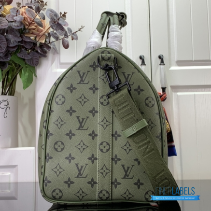 LV Keepall Bandoulière 50 (Khaki Green Monogram Coated Canvas)