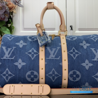LV Keepall Bandoulière 45 (Blue Monogram Denim)